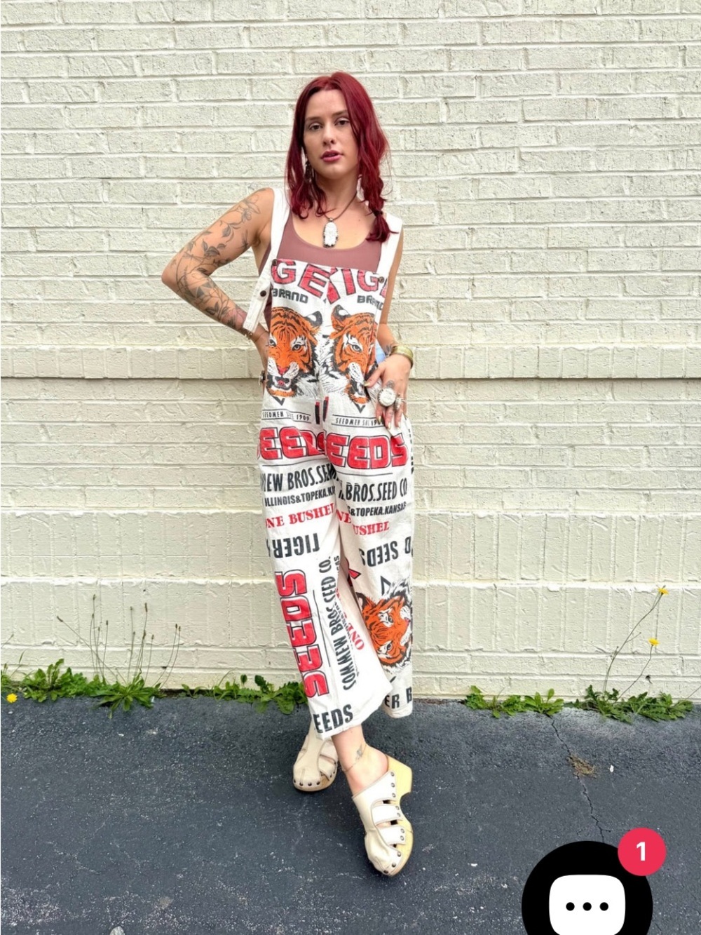 NWT Tiger Wide Leg Sack Overalls- One Size Fits Most #0037 & #0066 - Picture 3 of 9